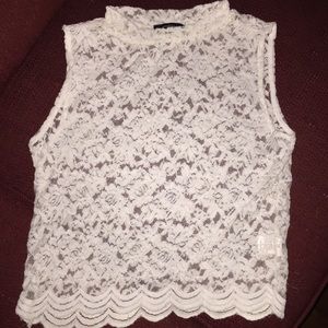 White lace body fitted top.